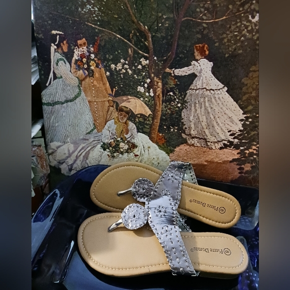 PIERRE DUMAS TAN&GOLD SANDALS🥿🎍🎁SIZE 8M WOMEN,A NEW! GIFT.🩴💖 - Picture 5 of 7